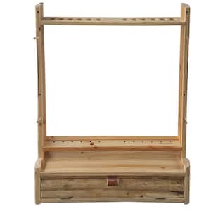 Rustic 2 Compound Bow 12-Arrow Handcrafted Wall Storage Rack with Accessory Compartment