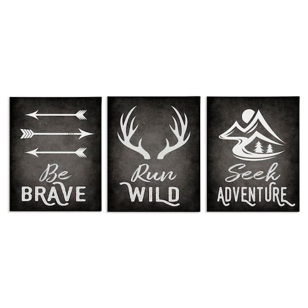 Stupell Industries Rustic Adventure Phrases by Ashley Calhoun 3-Pieces Unframed Typography Graphic Art Print 20 in. x 16 in.