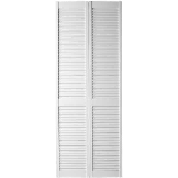 Masonite 36 in. x 80 in. Full-louvered Primed White Hollow-Core Smooth Pine Bi-fold Interior Door