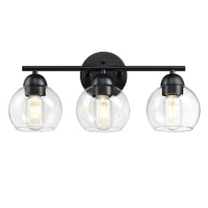 Pia Ricco 18.32 in. 3-Lights Gold and Black bathrooms Vanity Light 1Jay ...