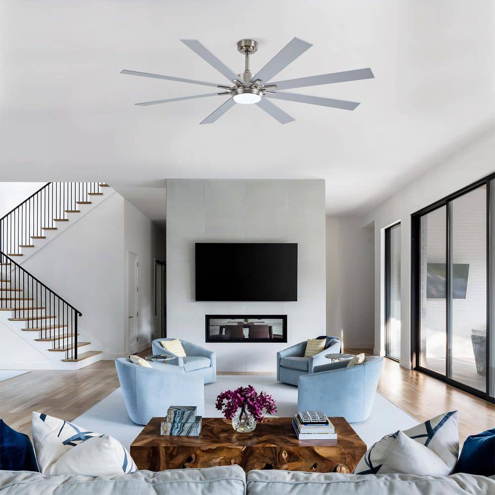72 in. Nickel DC Motor Downrod Mount Standard Ceiling Fan with Remote Control, 3-Color Dimmable price history on PriceWatchPro