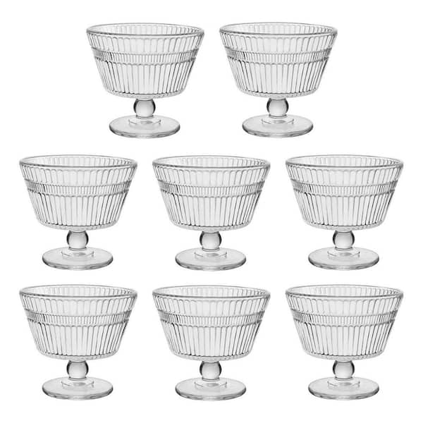 Vintage Glass Dessert Bowls 9 oz. Round Thickened Glass Ice Cream Sundae Cups with Smooth Edge (Set of 8)
