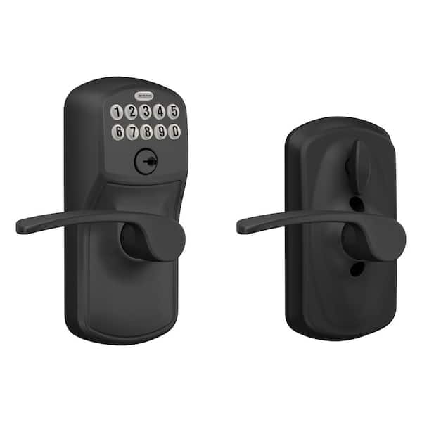 Schlage Plymouth Matte Black Electronic Keypad Door Lock with Merano Handle and Flex Lock
