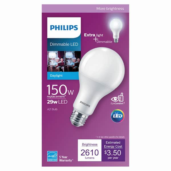 Philips 150-Watt Equivalent A21 Dimmable Energy LED Light Bulb Daylight 558239 - The Home Depot