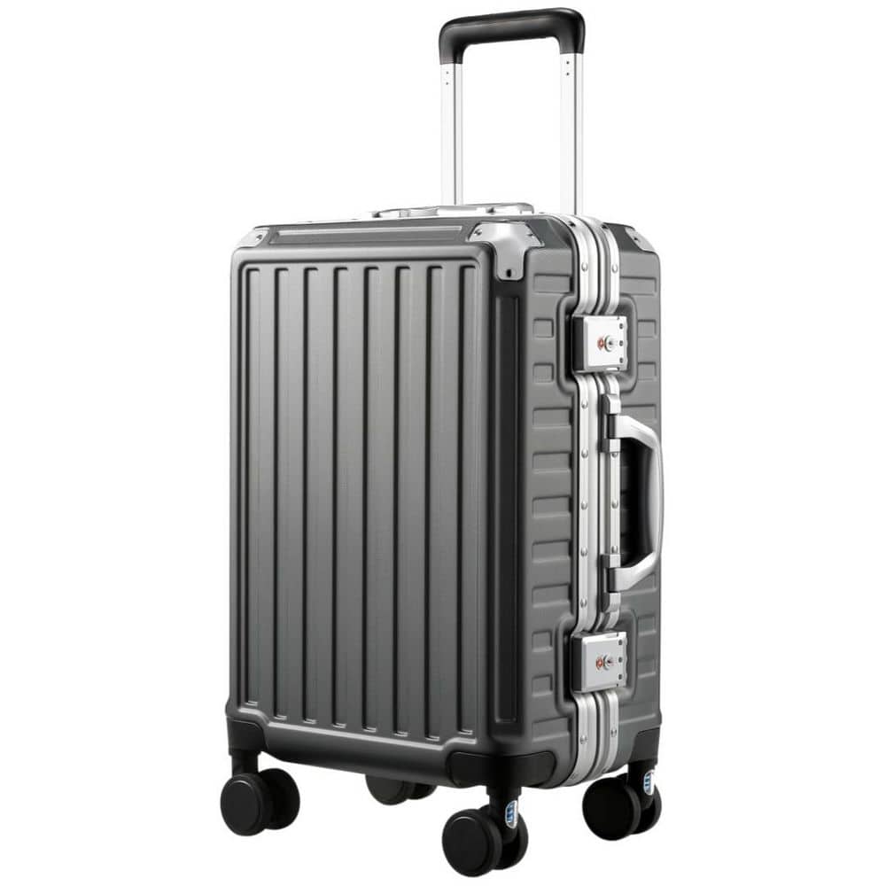 Numhew 20 in. Charcoal Metallic Carry On Luggage with Spinner