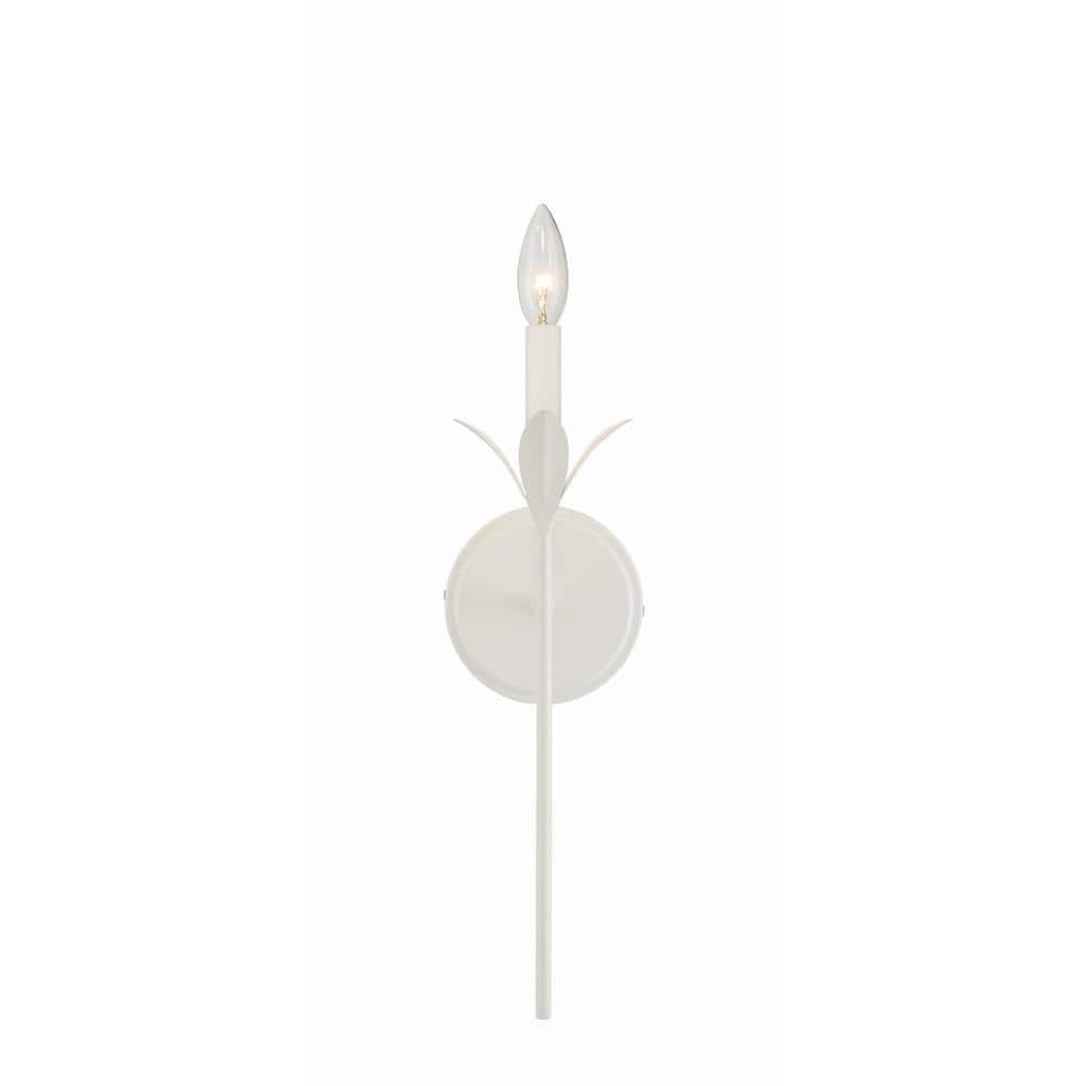 Matte White Steel Sconce with Silk Shade