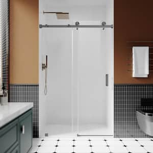 UKS05 46 to 49 in. W x 80 in. H Sliding Frameless Shower Door in Space Gray, EnduroShield 3/8 in. SGCC Clear Glass