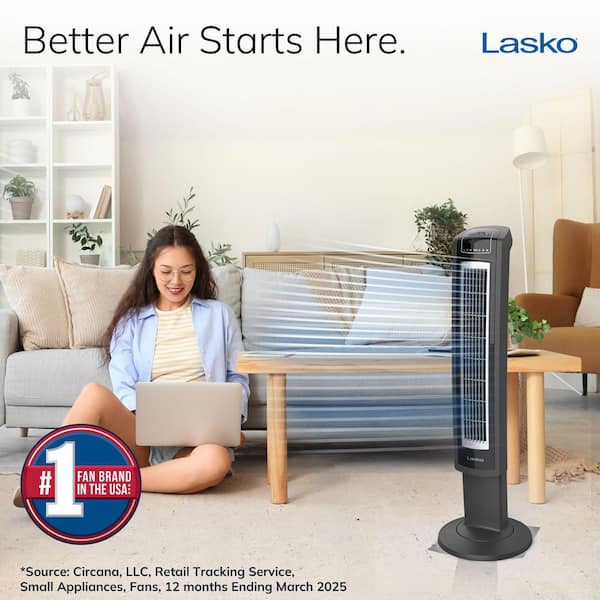 42 in. Electronic Oscillating 3-Speed Tower Fan with Remote Control and Fresh-Air Ionizer