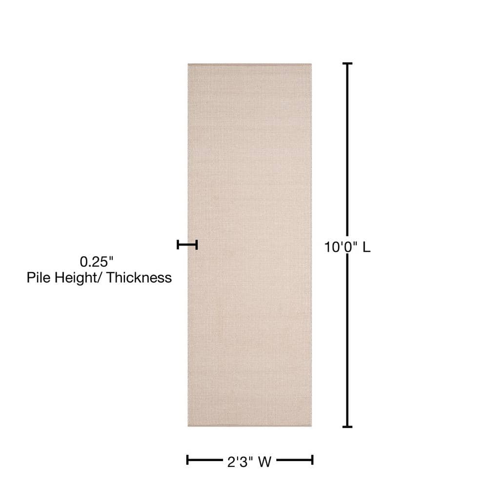 Ivory and Grey Flat Woven Cotton Runner Rug