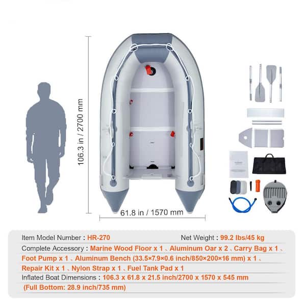 SKYSHALO Inflatable Dinghy Boat,4-Person Transom Sport