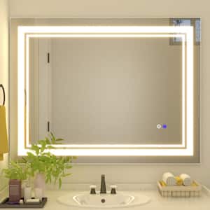 36 in. W x 48 in. H Large Rectangular Frameless Anti-Fog LED Lighted Wall Bathroom Vanity Mirror