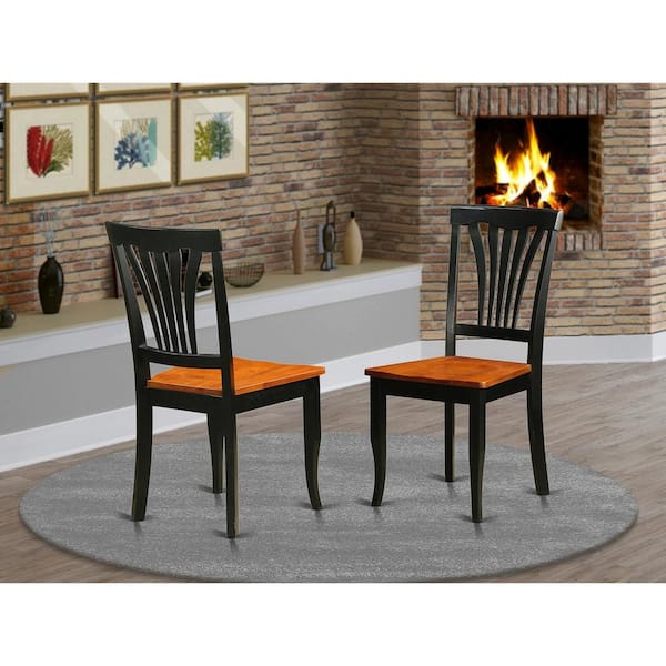 HOME IMPORTS EMPORIUM Black and Cherry Wooden Seat Slat Back Dining Chair (Set of 2)
