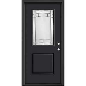 Performance Door System 36 in. x 80 in. 1/2 Lite Element Left-Hand Inswing Black Smooth Fiberglass Prehung Front Door