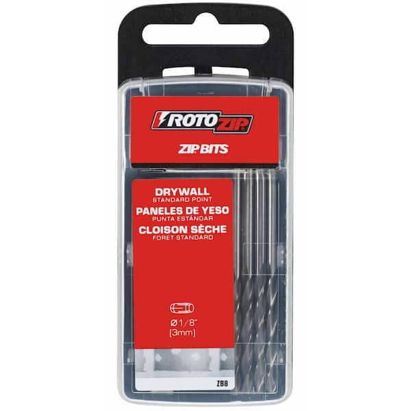 Rotozip 1 8 In High Speed Steel Standard Point Drywall Zip Bit Set For Use With Rotozip Spiral Saws 8 Pack Zb8 The Home Depot