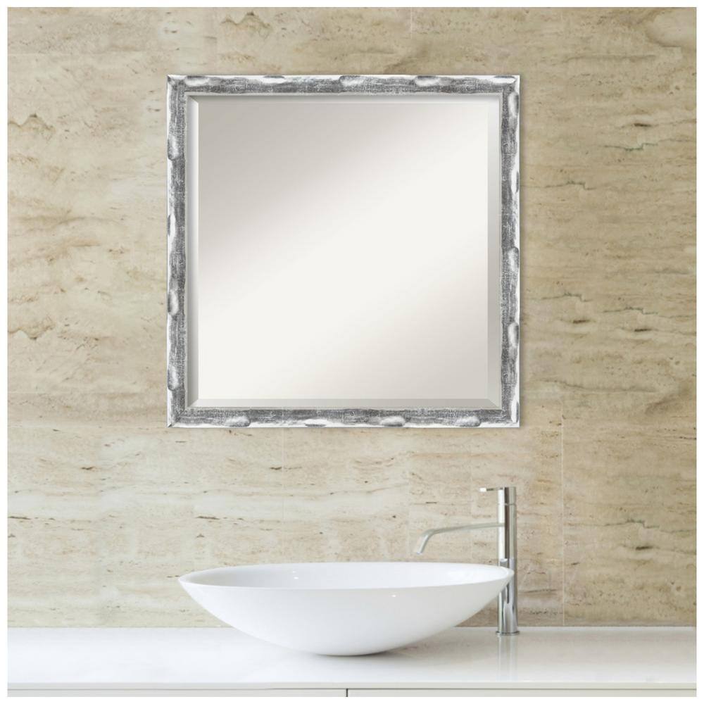 Rectangular Silver Beveled Bathroom Vanity Mirror