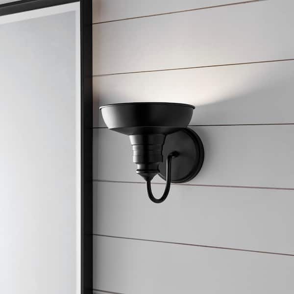 Hampton Bay Elmcroft 7.63 in. 1-Light Matte Black Farmhouse