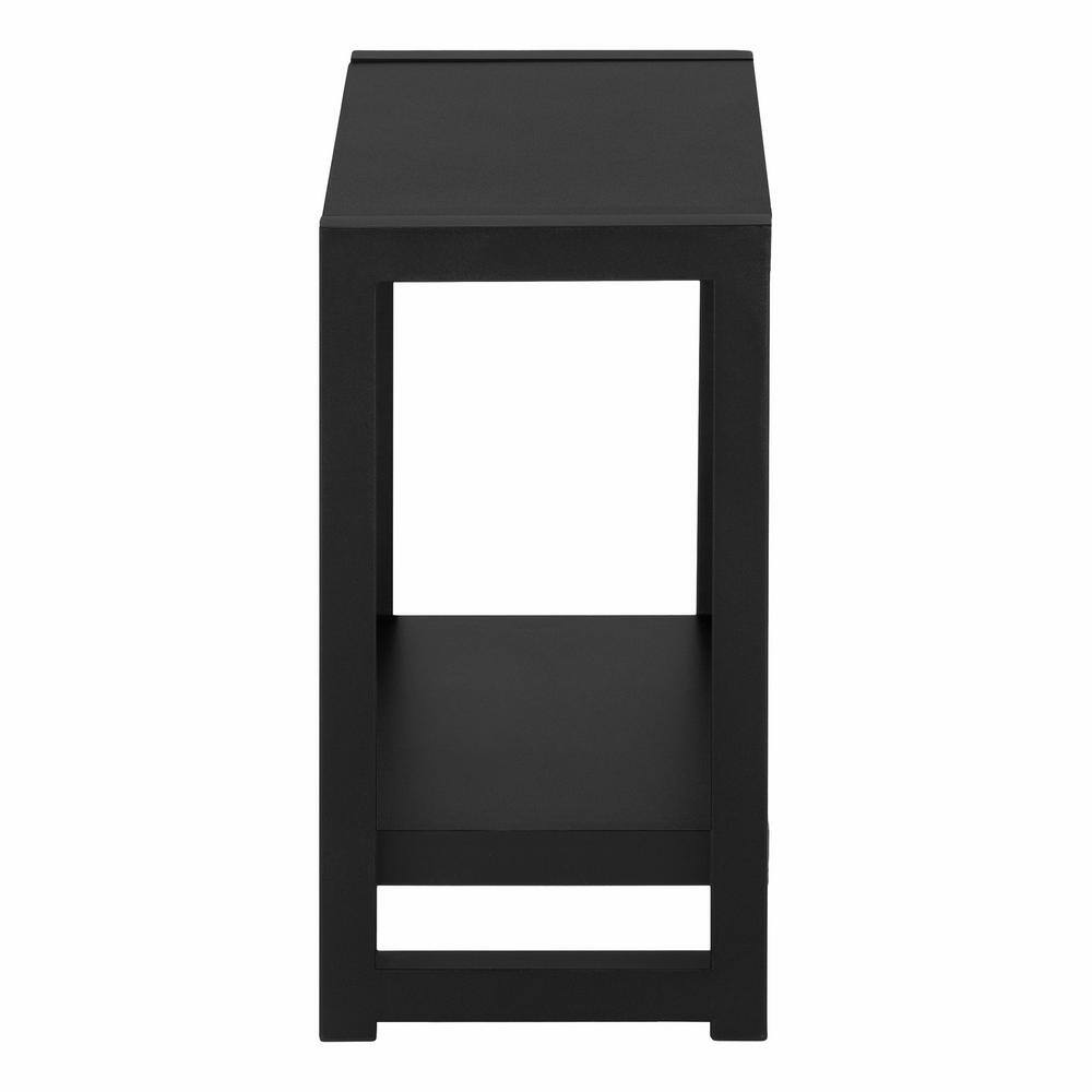 Black Metal Rectangular End Table with Shelf