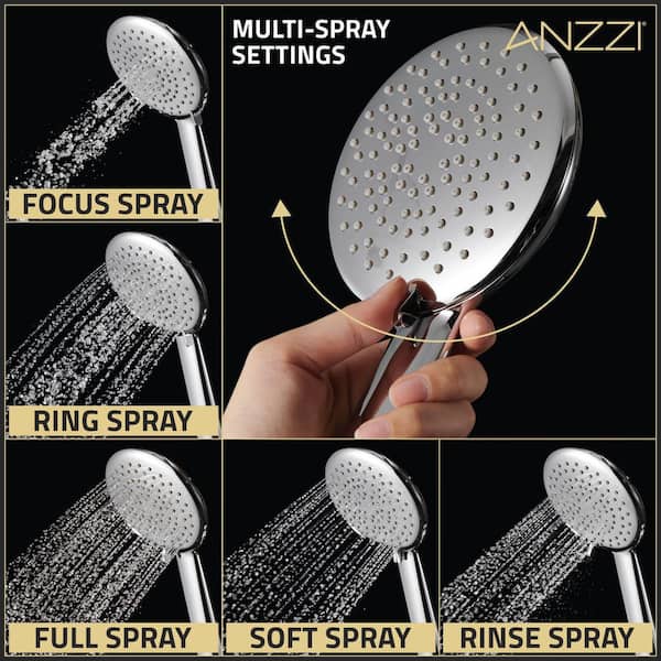 ANZZI Downpour 5-Spray Patterns with 9.5 in. Wall Mount Rainfall
