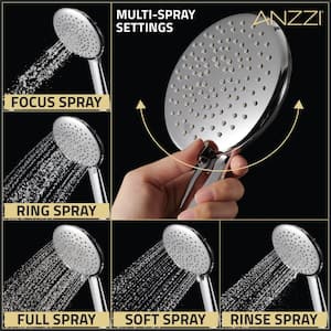 Downpour 5-Spray Patterns with 9.5 in. Wall Mount Rainfall Dual Shower Head in Brushed Nickel
