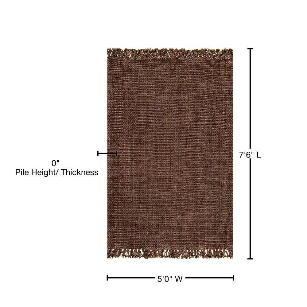 Handmade Chocolate Brown Jute 5' x 7'6" Area Rug
