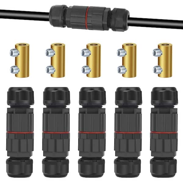 IP68 Waterproof Junction Box Electrical Cable Connector 10-13 AWG 60A Screw Wire Terminal Nut Outdoor - 5 Pack