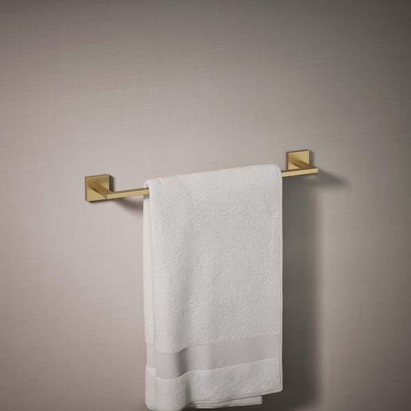 Square 18 in. Towel Bar in Vibrant Brushed Moderne Brass