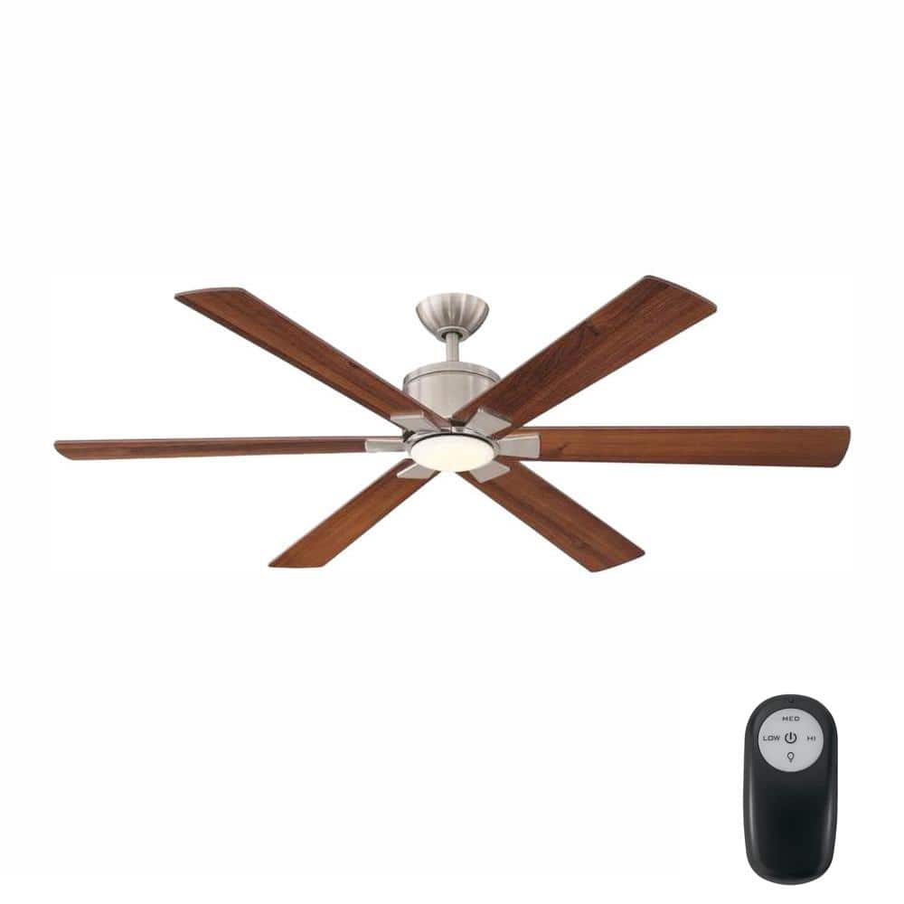 Home Decorators Collection Renwick 60 in. Integrated LED Indoor Brushed Nickel Ceiling Fan with