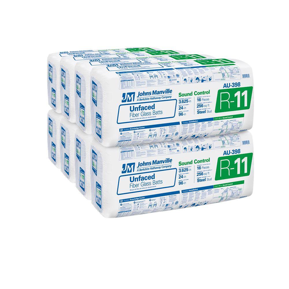 Johns Manville R 11 Unfaced Fiberglass Insulation Batt 24 In X 96 In 8 Bags Au398 The Home Depot