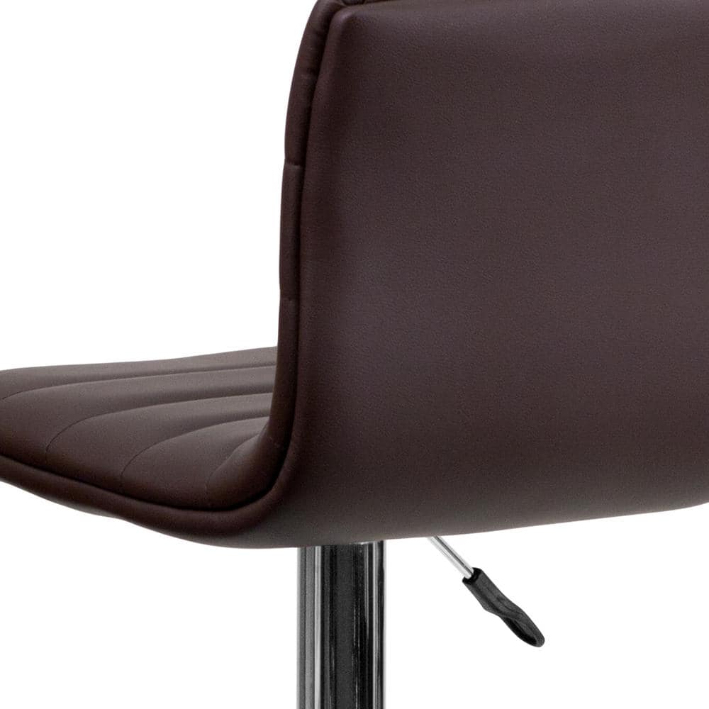 Modern Swivel Adjustable Barstool in Brown Vinyl with Chrome Base