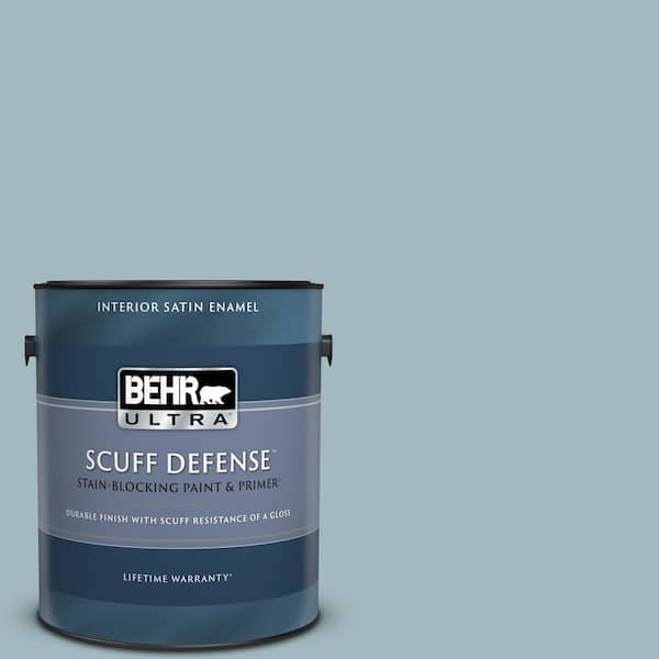 BEHR ULTRA 1 gal. #BIC-23 Hopeful Blue Extra Durable Satin Enamel Interior Paint & Primer