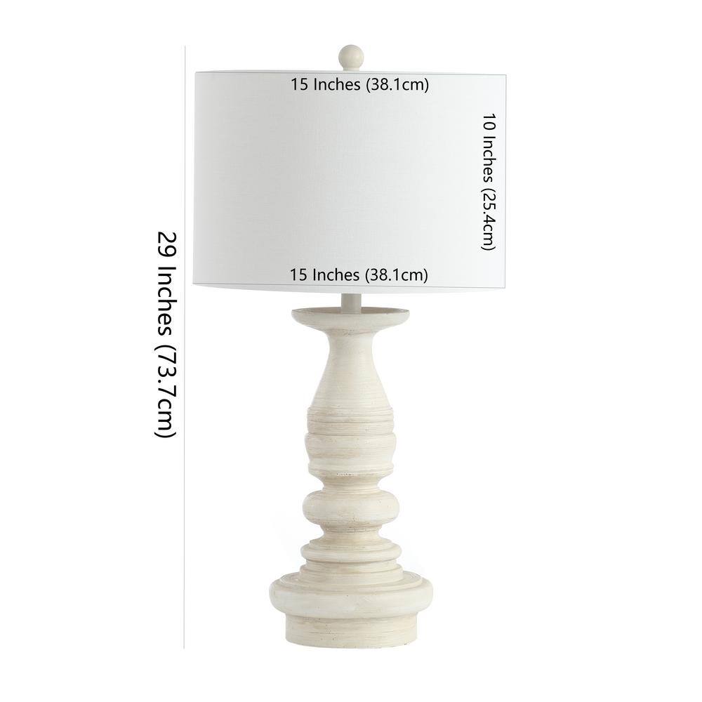 Jareth White Wash Traditional Table Lamp Set with Cotton Shade