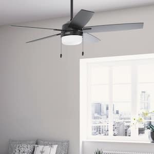 Anisten 52 in. Indoor Matte Black Standard Ceiling Fan with LED Bulbs Included