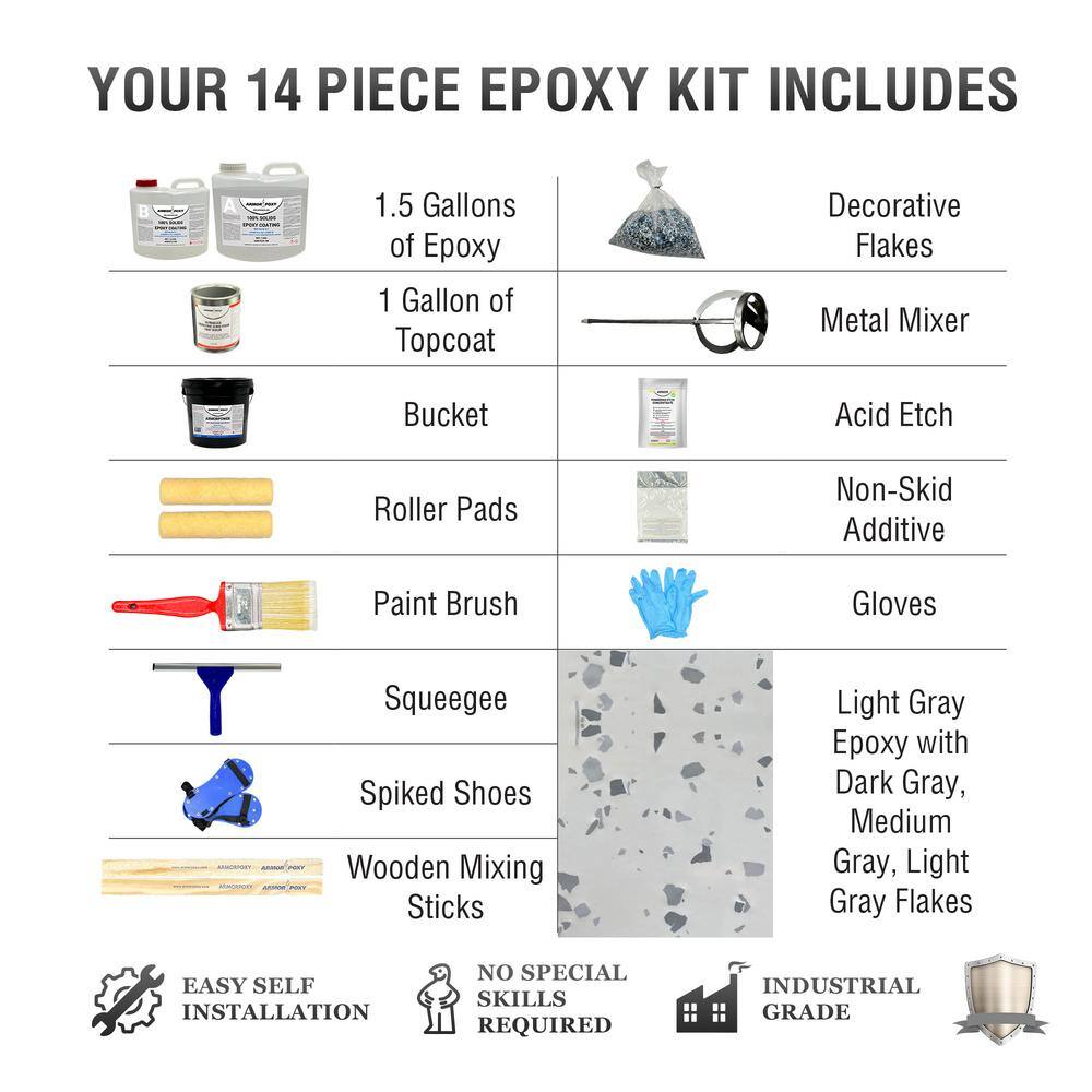 Designer Gray 300 Sq Ft Epoxy Garage Floor Kit