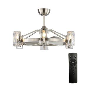 34 in. Bucholz LED Indoor Satin Nickel Down Rod Mount Chandelier Ceiling Fan with Light Kit and Remote Control Included