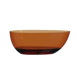 59 in. x 30.7 in. Stone Resin Solid Surface Flatbottom Egg Shape Soaking Bathtub with Center Drain in Transparent Coffee