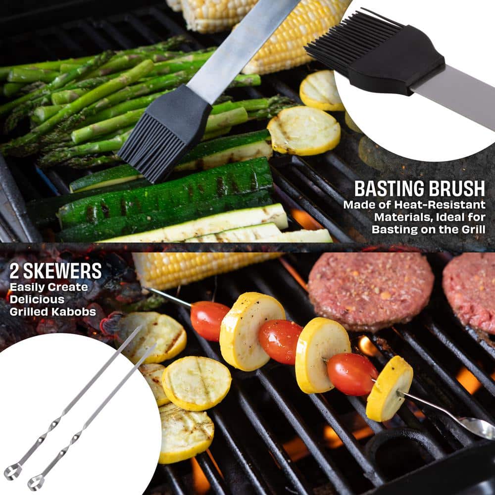 16-Piece Stainless Steel BBQ Grill Tool Set with Aluminum Case