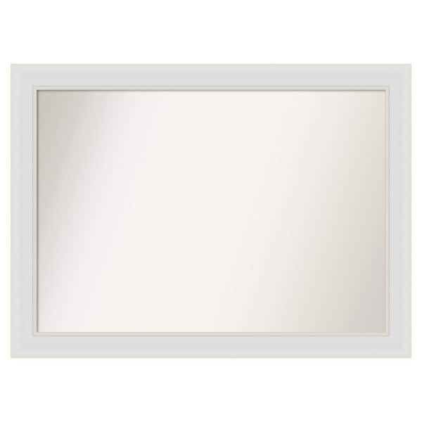 Amanti Art Flair Soft White Narrow 34 in. x 25 in. Custom Non-Beveled Satin Recyled Polystyrene Bathroom Vanity Wall Mirror