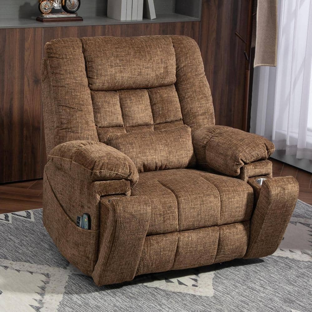 Coffee Ultimate Comfort 4-Motor Chenille Power Lift Recliner with Massage a