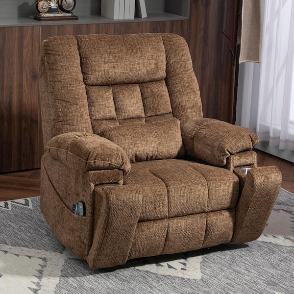 Coffee Ultimate Comfort 4-Motor Chenille Power Lift Recliner with Massage and Heat