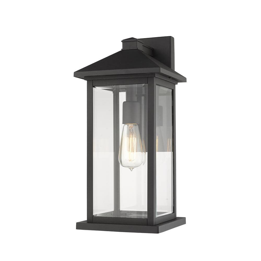 Portland Black Outdoor Hardwired Lantern Wall Sconce with No Bulbs Included
