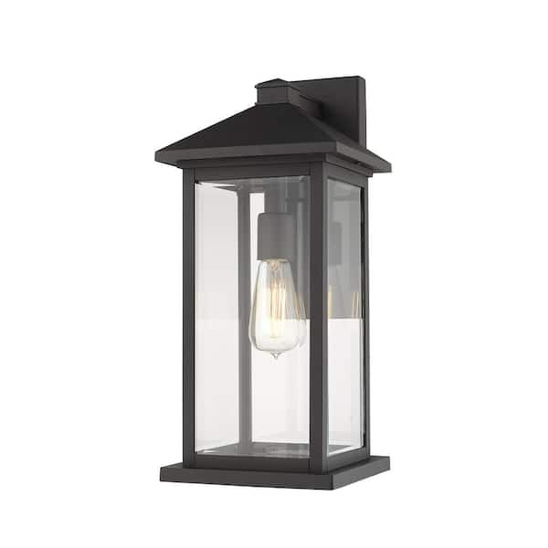 Unbranded Portland Black Outdoor Hardwired Lantern Wall Sconce with No Bulbs Included