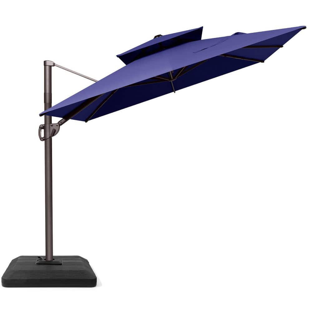 11x 9 ft. Double-Top Cantilever Umbrella and 240 lbs Base 6-Position Tilt Outdoor Patio Umbrella for Lawn in Navy Blue price history on PriceWatchPro