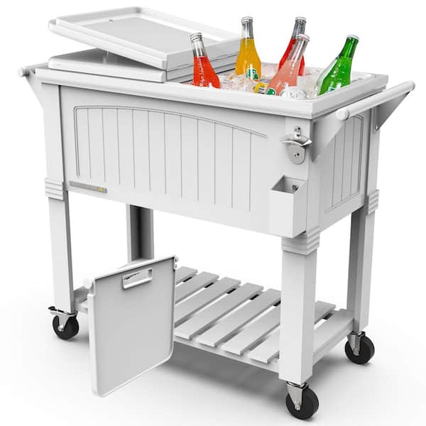 Party Cooler, 80-qt. Capacity, Divider Cooler, Rolling Ice Chest for Entertainment, Matte Black