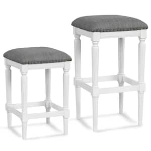 31 in. x 27 in. x 19 in. Gray Wood Bar Stool Stool with Footrests (Set of 2)