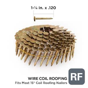 1-1/4 in. x 0.120-Gauge Electro Galvanized Smooth Shank Wire Coil Roofing Nails (7200 per Box)