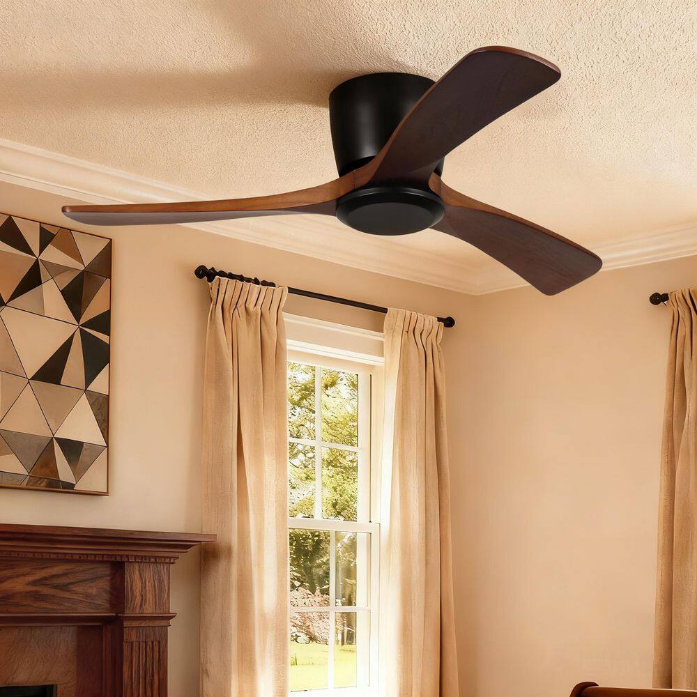 42 in. Black 3 Wood Blades Flush Mount Standard Ceiling Fan with DC Motor and Remote Included price history on PriceWatchPro