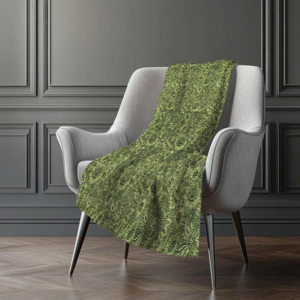 Premium Machine Washable ASB661 Olive 50 in. x 70 in. Sherpa Throw Blanket