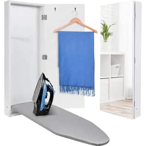 Wall Mounted Ironing Board Cabinet with Mirror, Foldable Ironing Storage Station
