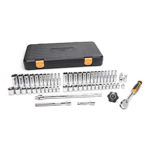 3/8 in. Drive 90-Tooth 6-Point Standard and Deep SAE/Metric Mechanics Tool Set (58-Piece)