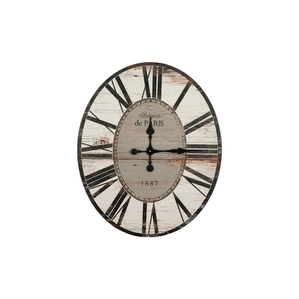 UPC 191009254997 product image for White & Gray Analog Wood Roman Numerals Oval Decorative Wall Clock | upcitemdb.com